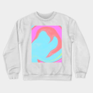 Pink blue green watercolor fluid paint art Crewneck Sweatshirt